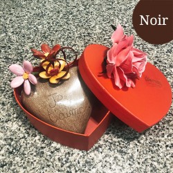 Grand Coeur Brossé Saint Valentin Noir