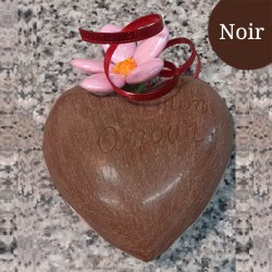Coeur Moyen Brossé Saint Valentin Noir