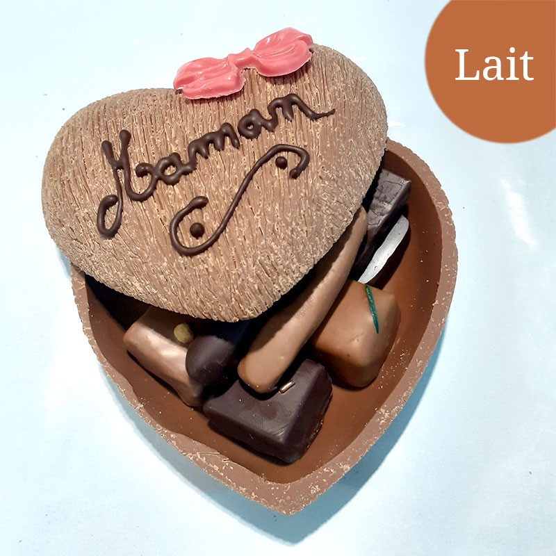 Coeur moyen brossé fête mamans Lait Coeur moyen brossé fête mamans Lait