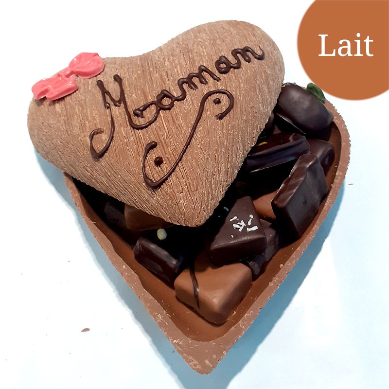 Coeur Grand brossé fête mamans Lait Coeur Grand brossé fête mamans Lait