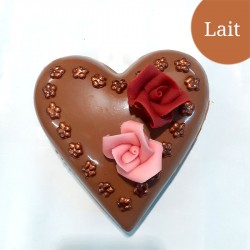 Coeur Grand avec fleur et boite fête mamans Lait